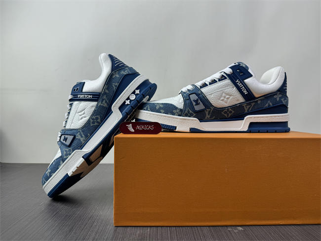 Luis Vitton LV Trainer Monogram Denim White Blue 1A9JGN